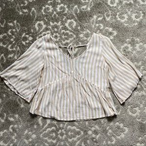 HOLLISTER Yellow and White Striped Blouse